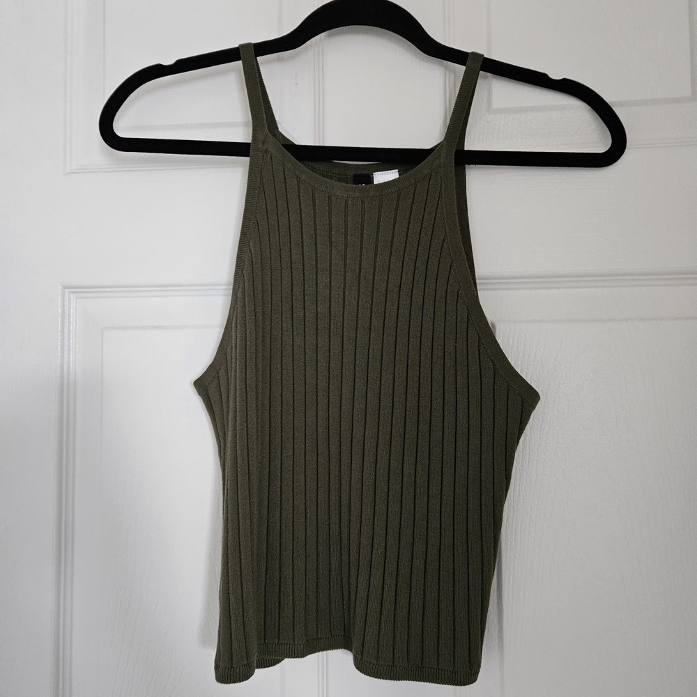 Olive Ribbed Tank Top